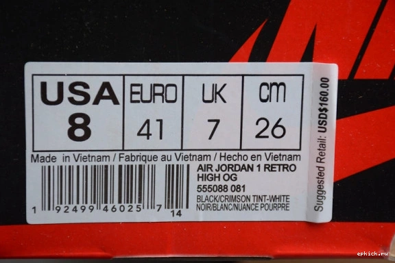 Cheap EP 555088-081 TINT HIGH 555088-081 RETRO AIR 1 JORDAN CRIMSON BLACK 0511